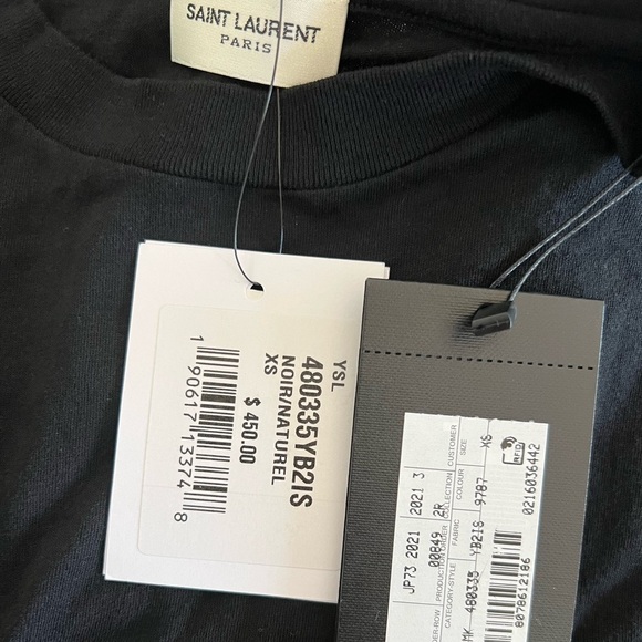 Saint Laurent Cotton Logo Tee: Black - Picture 5 of 13